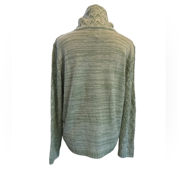 NWT Alfred Dunner Sage Green Pointelle Knit Turtleneck Sweater Size L Classics - Picture 6 of 10